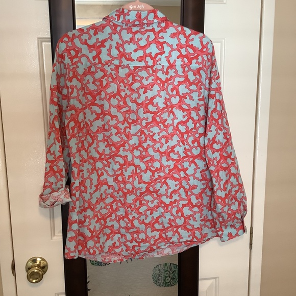 J.McLaughlin Linen Coral Pattern Button Down Blouse - Picture 8 of 8